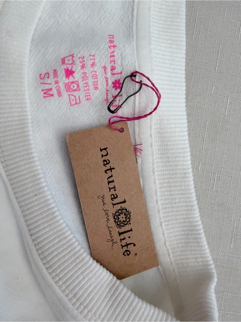 Natural Life NWT Floral Patchwork Peace Sign Oversized Sweatshirt S/M - Picture 8 of 8